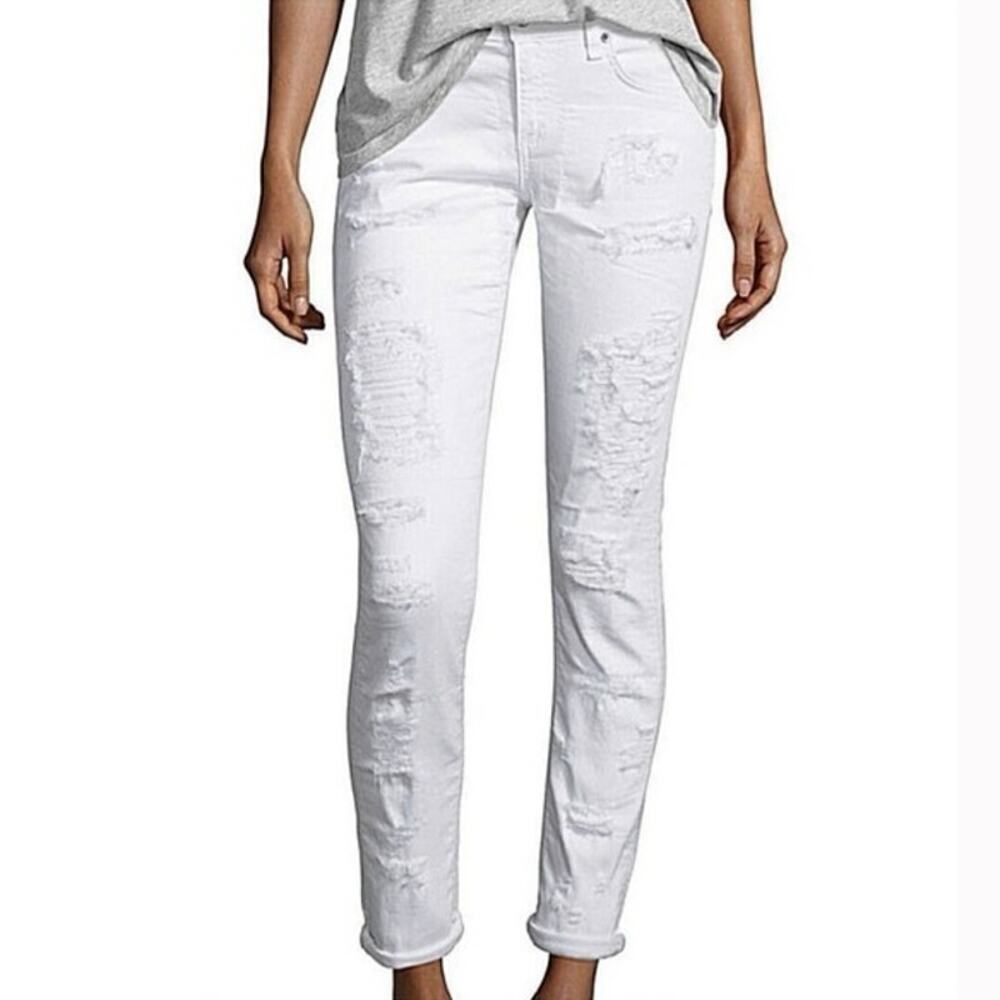 RAG AND BONE "Dre" Destroyed White Skinny Jeans in White Brigade - Size 27